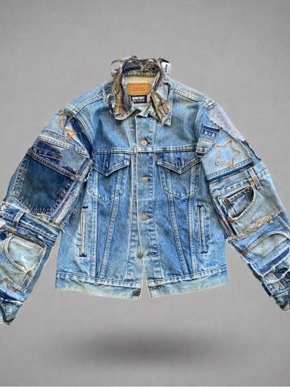 NEW  Rcnstrct Studio Vintage Patchwork Detail Denim Jacket